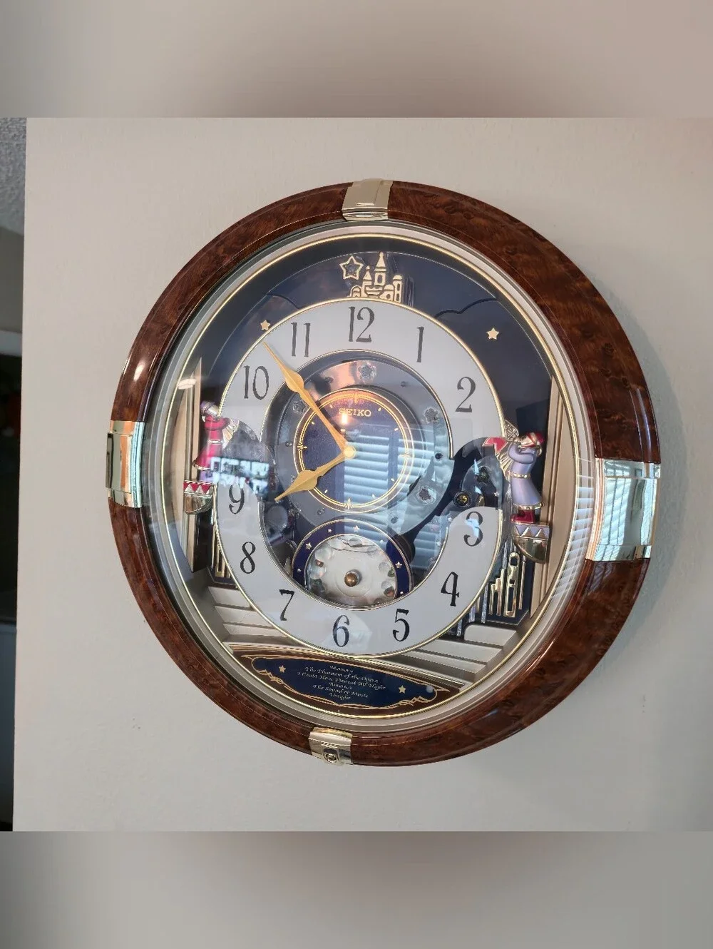 Disney Wall Clock in Brown, Gold, White, Blue